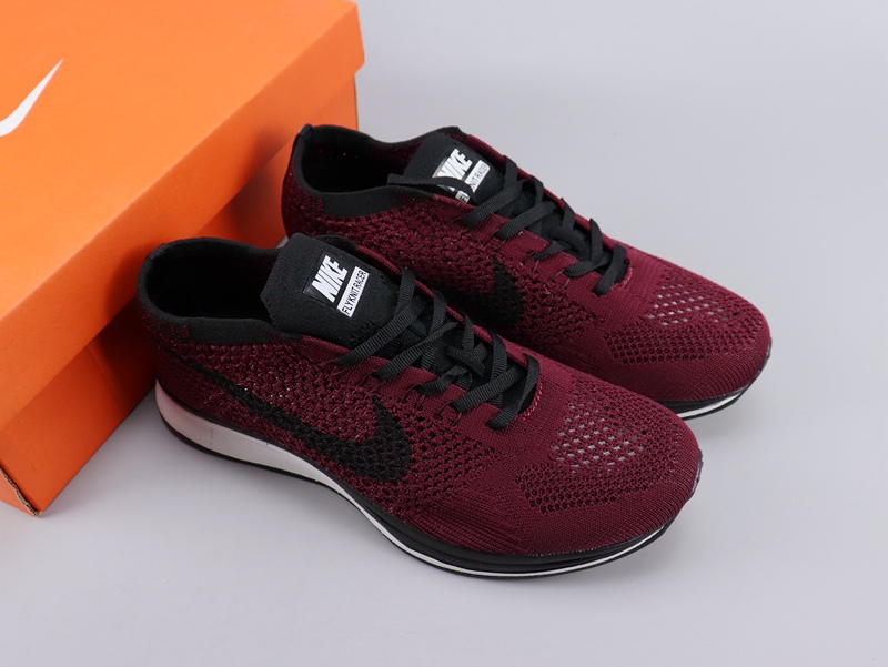 Nike Flyknit Racer Wine Red Black Shoes - Click Image to Close